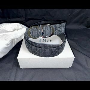 Dior Black Oblique Calfskin Belt 100CM